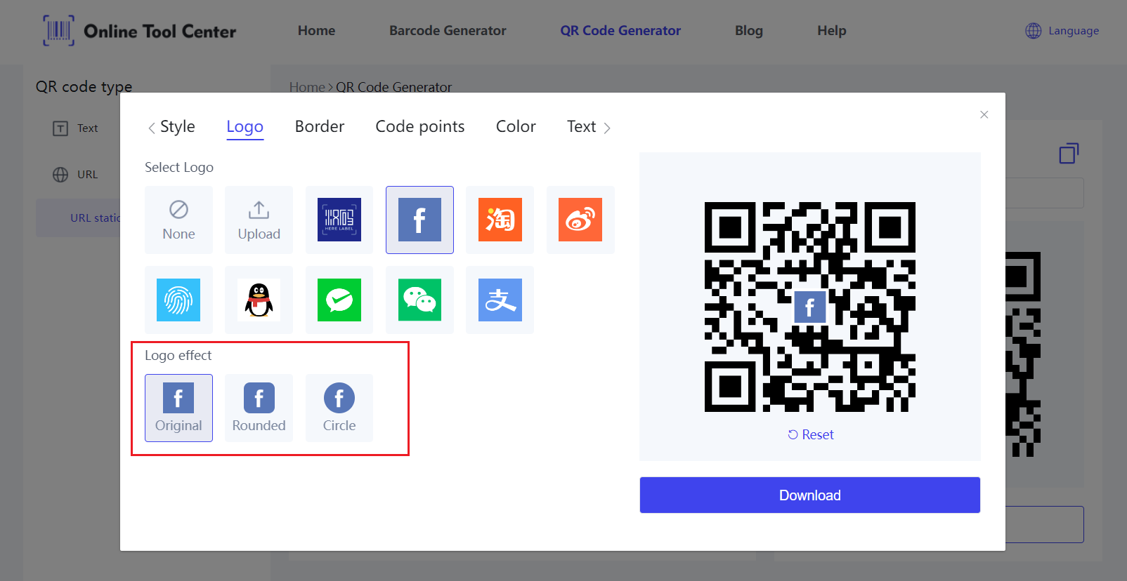 Generator kode QR Facebook dengan logos.png