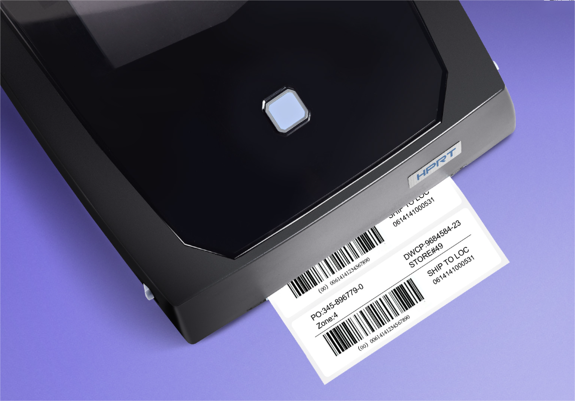 A label being printed from a printer kode batang