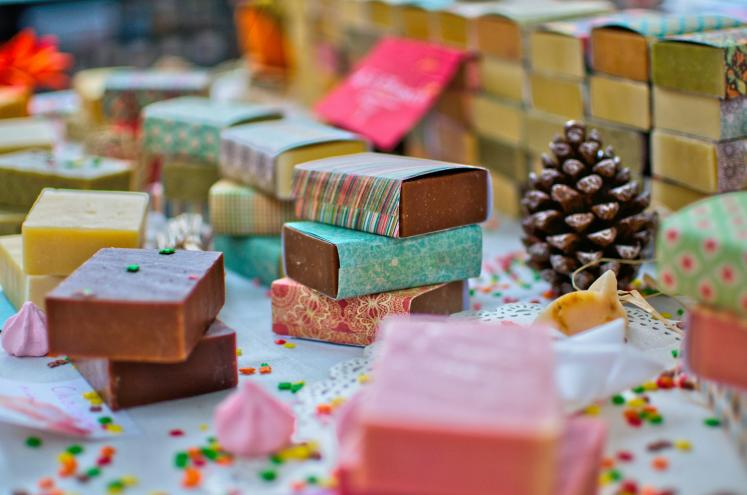 Colatauful handmade soap bars stacked