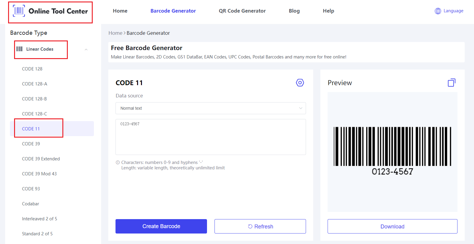 Kode 11 Barcode Generator.png