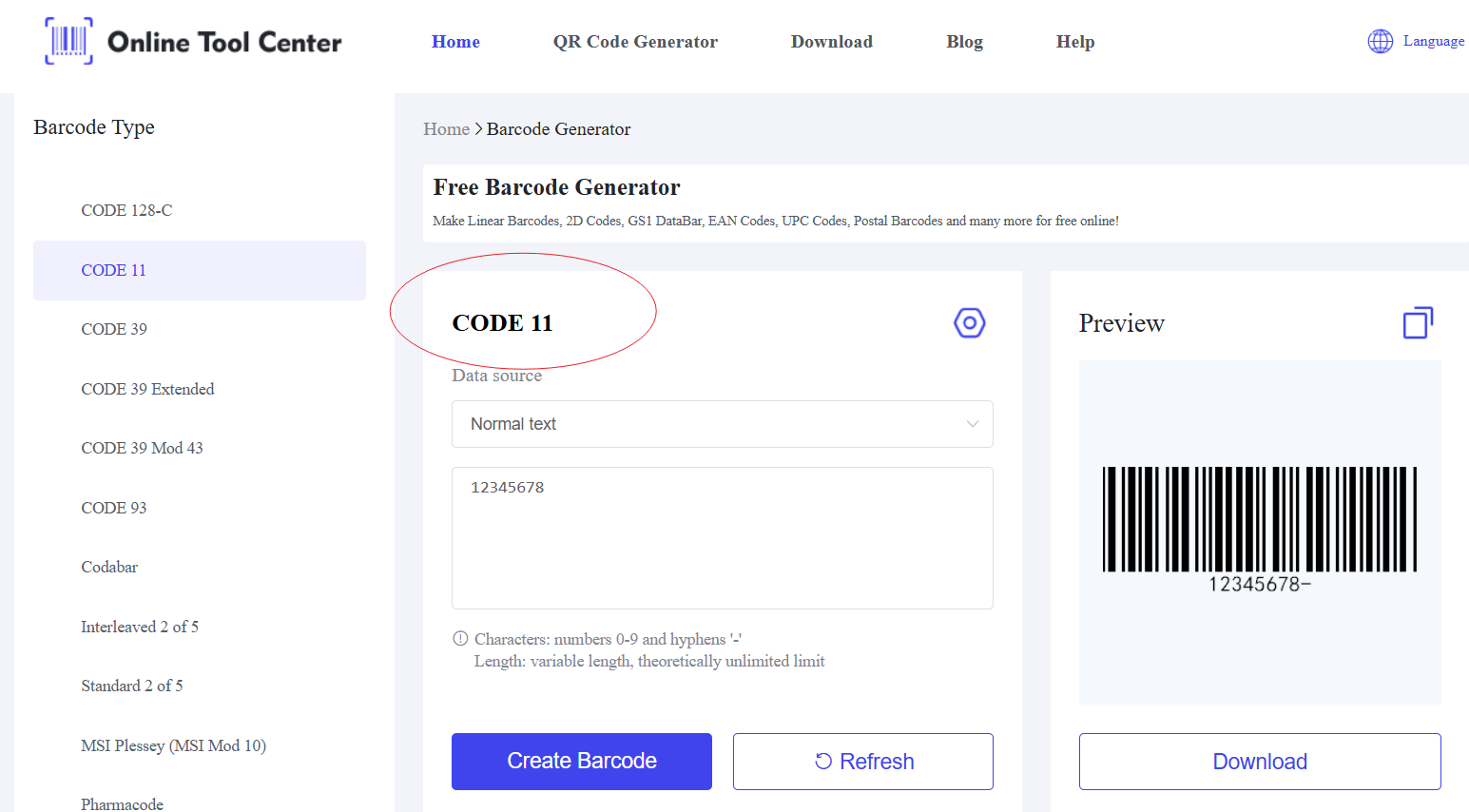 Kode 11 barcode generator.png