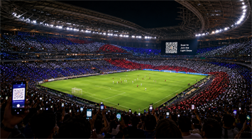 World Cup QR code light show Piala Dunia QR kode acara cahaya